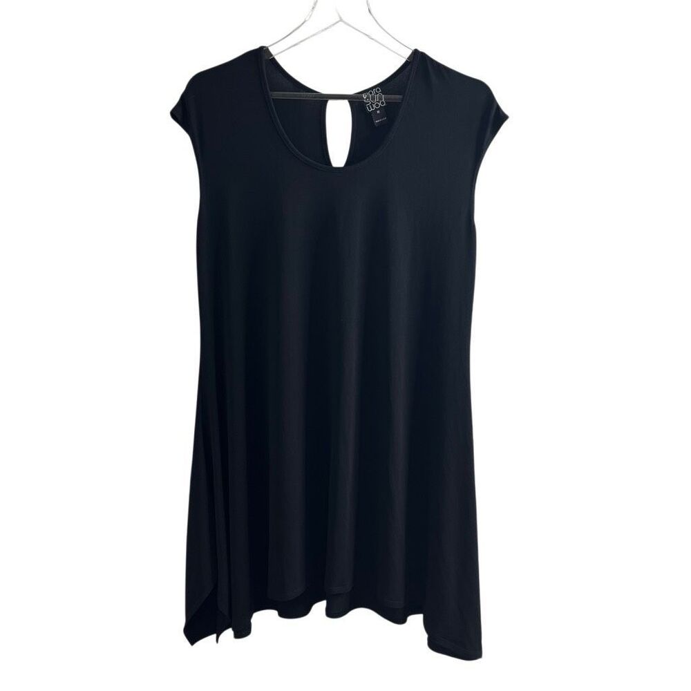 Clara Sunwoo Black Asymmetrical Hem Sleeveless Tunic‎ Dress Black Medium
